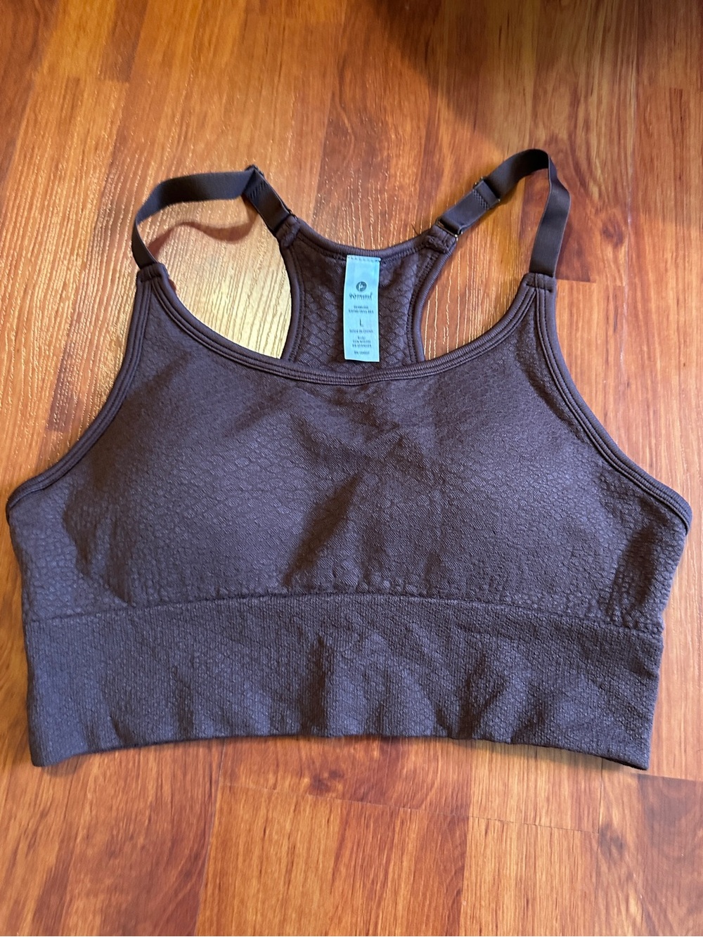 90 Degree By Reflex Brown Racerback Sports Bra